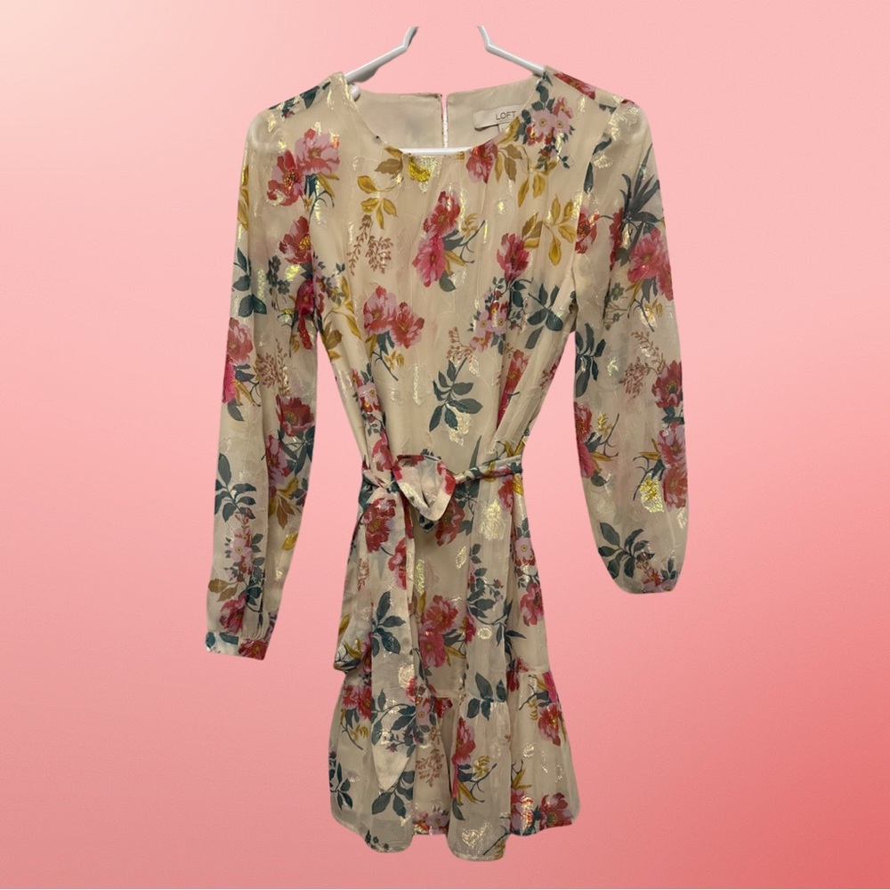Ann Taylor Shimmery Floral Dress